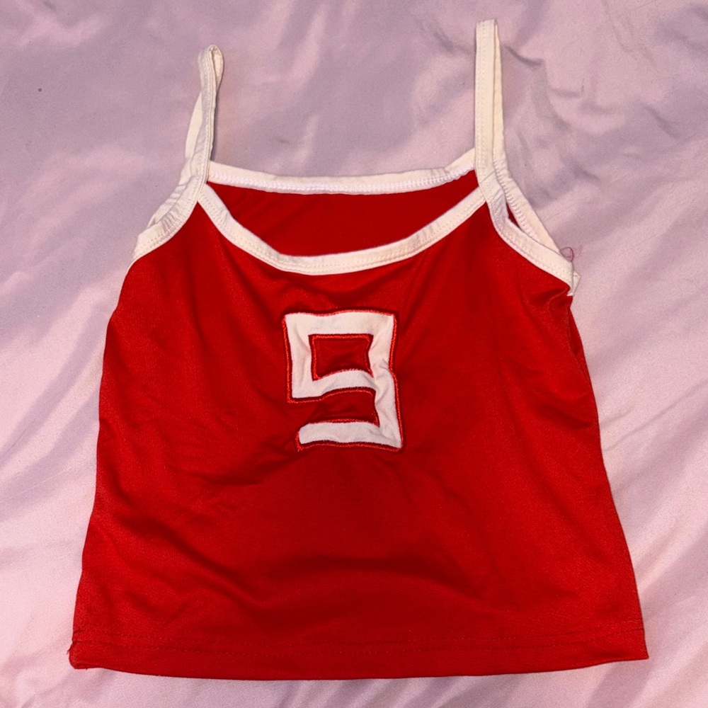 Red y2k Tank Top with Number Design